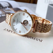  Shop Authentic Emporio Armani Gianni T-Bar Silver Dial Rose Gold Steel Strap Watch For Women - AR60023 - Luxxuri