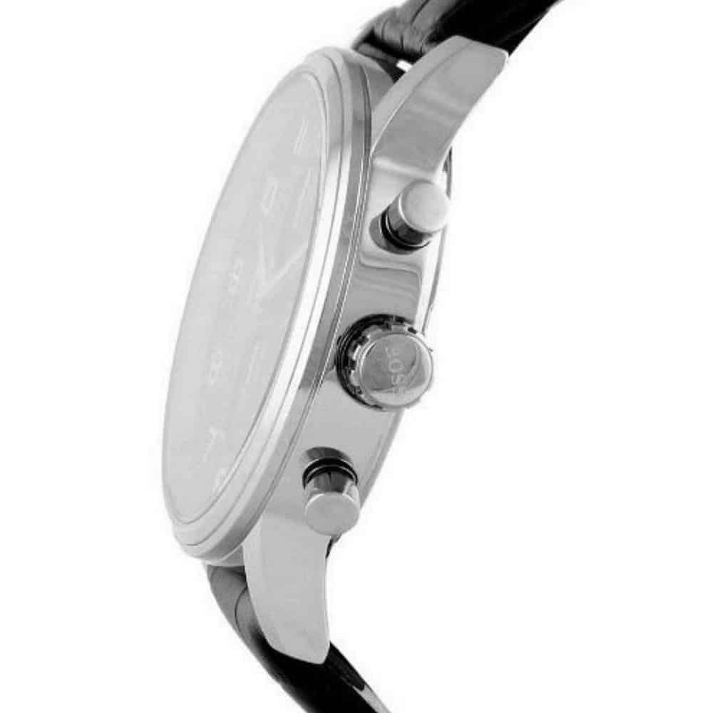  Shop Authentic Hugo Boss Aeroliner Chronograph Black Dial Black Leather Strap Watch For Men - 1512448 - Luxxuri