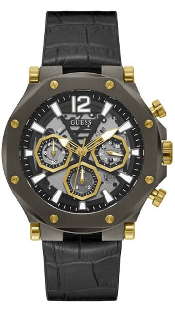  Shop Authentic Guess Edge Chronograph Black Dial Black Leather Strap Watch For Men - GW0492G1 - Luxxuri
