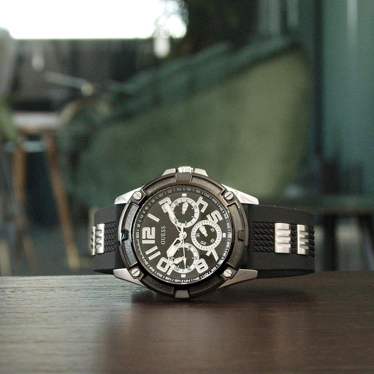  Shop Authentic Guess Delta Black Dial Black Silicone Strap Watch for Men - GW0051G1 - Luxxuri