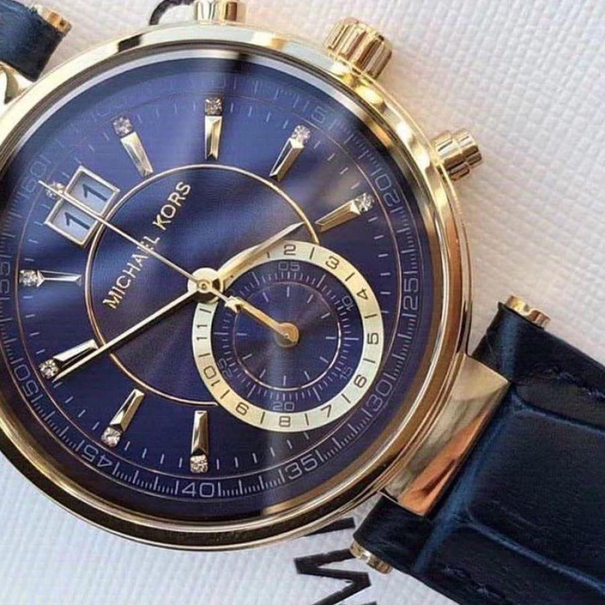  Shop Authentic Michael Kors Sawyer Blue Dial Blue Leather Strap Watch for Women - MK2425 - Luxxuri