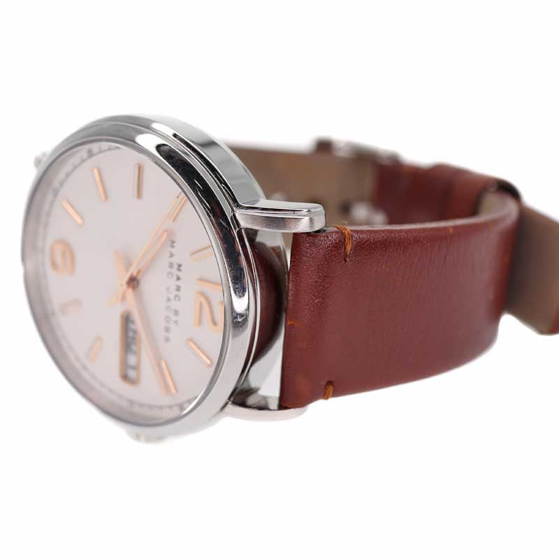  Shop Authentic Marc Jacobs Fergus White Dial Brown Leather Strap Watch for Men - MBM5080 - Luxxuri