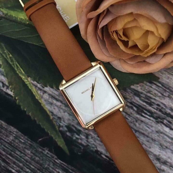  Shop Authentic Michael Kors Lake White Dial Brown Leather Strap Watch For Women - MK2584 - Luxxuri