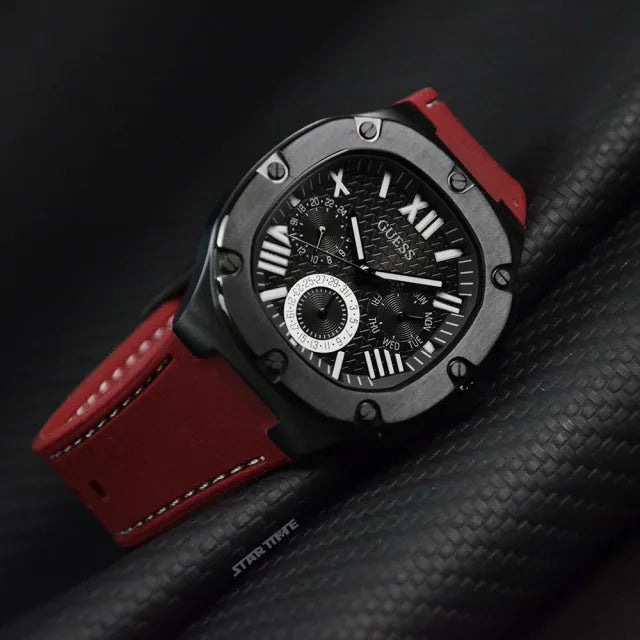  Shop Authentic Guess Headline Multifunction Grey Dial Burgundy Silicone Strap Watch For Men - GW0571G4 - Luxxuri