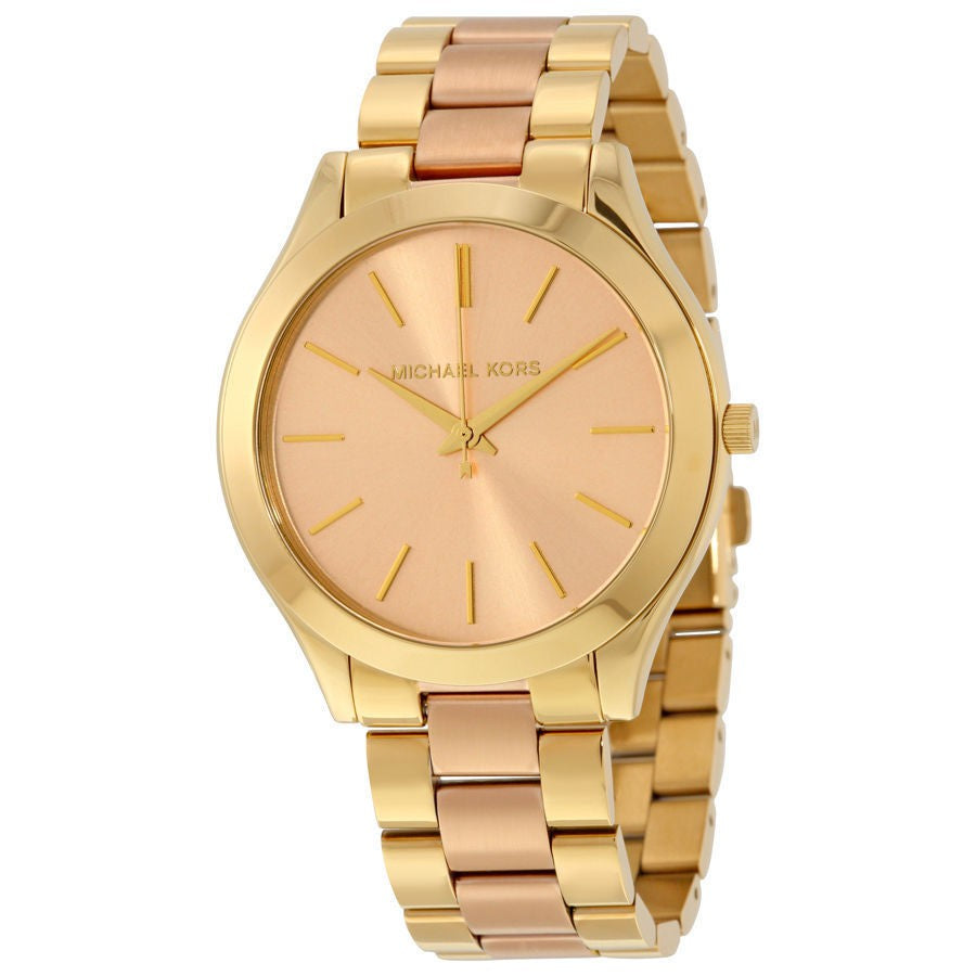  Shop Authentic Michael Kors Slim Runway Pink Dial Two Tone Steel Strap Watch for Women - MK3493 - Luxxuri