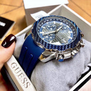  Shop Authentic Guess Octane Chronograph Black Dial Blue Rubber Strap Watch For Men - W1047G2 - Luxxuri