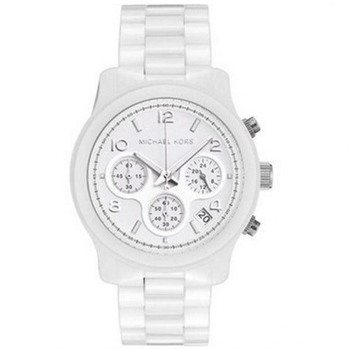  Shop Authentic Michael Kors Runway White Ceramic Dial White Steel Strap Watch for Women - MK5161 - Luxxuri