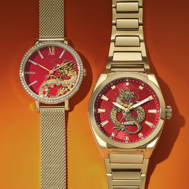  Shop Authentic Fossil Jacqueline Dragonsteel Limited Edition Red Dial Gold Mesh Strap Watch for Women - ES5316 - Luxxuri