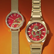  Shop Authentic Fossil Jacqueline Dragonsteel Limited Edition Red Dial Gold Mesh Strap Watch for Women - ES5316 - Luxxuri
