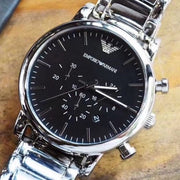  Shop Authentic Emporio Armani Luigi Black Dial Silver Steel Strap Watch For Men - AR1894 - Luxxuri