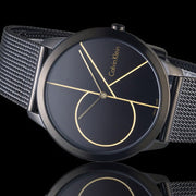  Shop Authentic Calvin Klein Minimal Black Dial Black Mesh Bracelet Watch for Men - K3M214X1 - Luxxuri