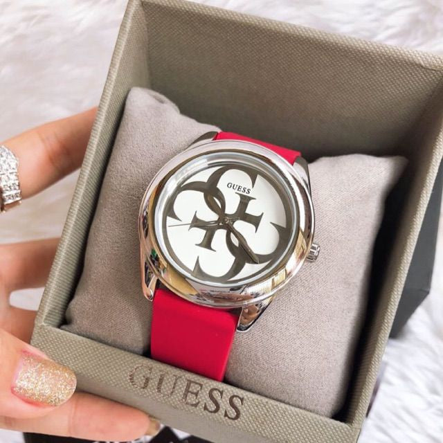  Shop Authentic Guess G-Twist Silver Dial Red Rubber Strap Watch for Women - W0911L9 - Luxxuri