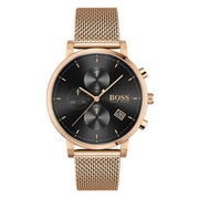  Shop Authentic Hugo Boss Integrity Black Dial Gold Mesh Bracelet Watch for Men - 1513808 - Luxxuri