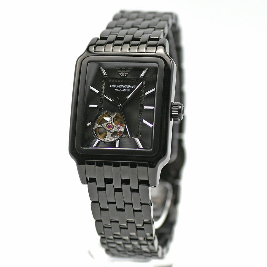  Shop Authentic Emporio Armani Meccanico Black Dial Black Steel Strap Watch For Men - AR60058 - Luxxuri