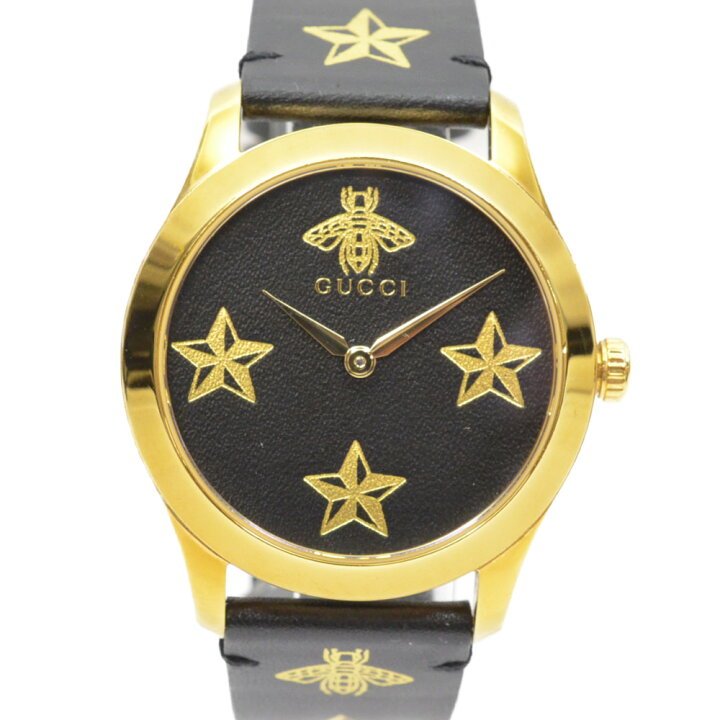  Shop Authentic Gucci G Timeless Bee Motif Black Dial Black Leather Strap Watch For Women - YA1264055 - Luxxuri