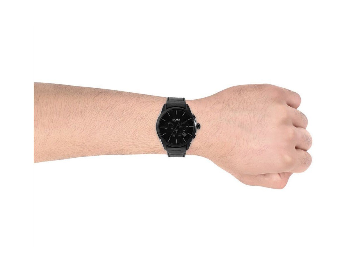  Shop Authentic Hugo Boss Onyx Black Dial Black Leather Strap Watch for Men - 1513367 - Luxxuri