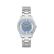  Shop Authentic Guess Glitter Burst Diamonds Blue Dial Silver Steel Strap Watch for Women - GW0405L1 - Luxxuri