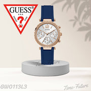  Shop Authentic Guess Solstice Diamonds Silver Dial Blue Rubber Strap Watch for Women - GW0113L3 - Luxxuri