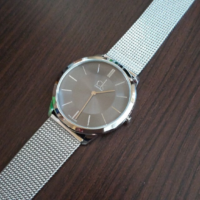  Shop Authentic Calvin Klein Minimal Grey Dial Silver Mesh Bracelet Watch for Men - K3M21124 - Luxxuri