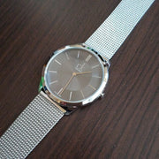  Shop Authentic Calvin Klein Minimal Grey Dial Silver Mesh Bracelet Watch for Men - K3M21124 - Luxxuri
