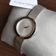 Shop Authentic Calvin Klein Firm White Dial Silver Mesh Bracelet Watch for Women - K3N23126 - Luxxuri