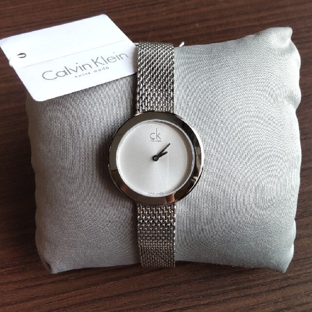  Shop Authentic Calvin Klein Firm White Dial Silver Mesh Bracelet Watch for Women - K3N23126 - Luxxuri