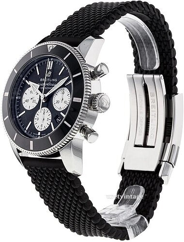  Shop Authentic Breitling Superocean Heritage B01 Chronograph 44 Black Dial Black Mesh Bracelet Watch for Men - AB0162121B1S1 - Luxxuri