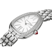  Shop Authentic Bvlgari Serpenti Seduttori Diamonds Silver Dial Silver Steel Strap Watch for Women - SERPENTI103361 - Luxxuri
