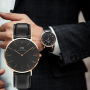  Shop Authentic Daniel Wellington Classic Sheffield Black Dial Black Leather Strap Watch For Men - DW00100127 - Luxxuri
