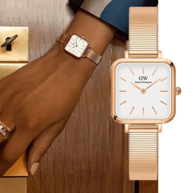  Shop Authentic Daniel Wellington Quadro Studio White Dial Rose Gold Mesh Strap Watch For Women - DW00100517 - Luxxuri