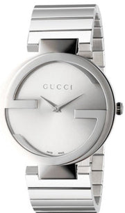  Shop Authentic Gucci G Interlocking Silver Dial Silver Steel Strap Watch For Women - YA133308 - Luxxuri