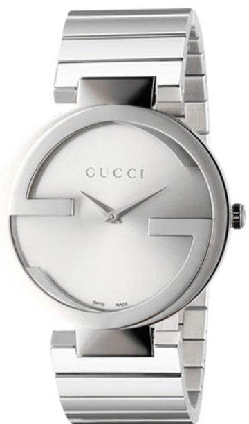  Shop Authentic Gucci G Interlocking Silver Dial Silver Steel Strap Watch For Women - YA133308 - Luxxuri