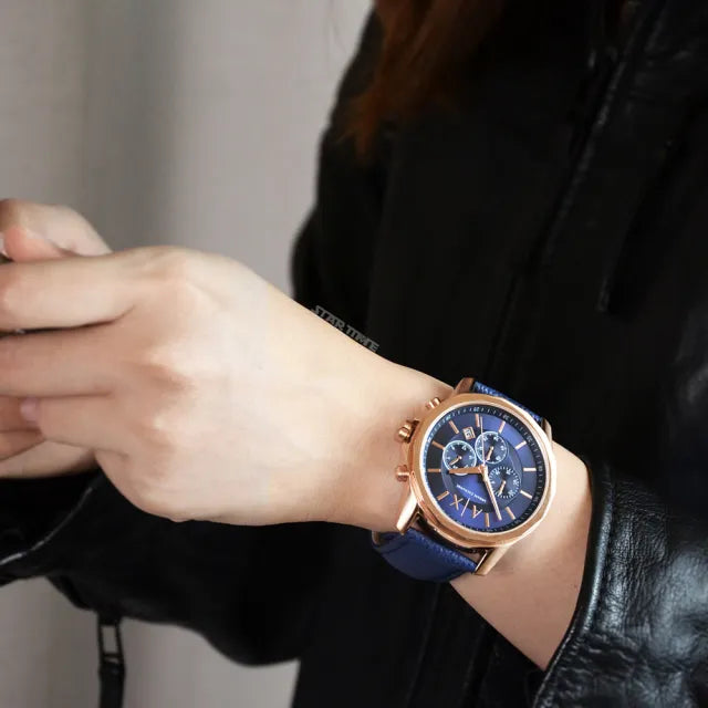  Shop Authentic Armani Exchange Banks Chronograph Blue Dial Blue Leather Strap Watch For Men - AX1723 - Luxxuri