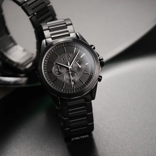  Shop Authentic Armani Exchange Drexler Chronograph Black Dial Black Steel Strap Watch For Men - AX2601 - Luxxuri