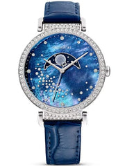  Shop Authentic Swarovski Passage Moon Phase Blue Dial Blue Leather Strap Watch for Women - 5613320 - Luxxuri
