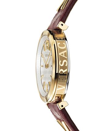  Shop Authentic Versace V-Twist Silver Dial Red Leather Strap Watch for for Women - VELS00519 - Luxxuri
