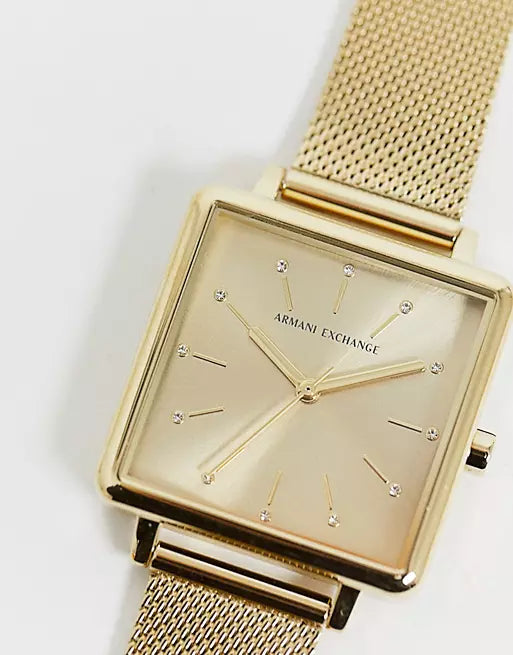  Shop Authentic Armani Exchange Lola Quartz Gold Dial Gold Mesh Strap Watch For Women - AX5801 - Luxxuri