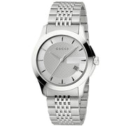 Shop Authentic Gucci G Timeless Silver Dial Silver Steel Strap Watch For Men - YA126401 - Luxxuri