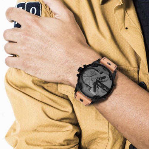  Shop Authentic Diesel Mr. Daddy 2.0 Chronograph Grey Dial Brown Leather Strap Watch For Men - DZ7406 - Luxxuri