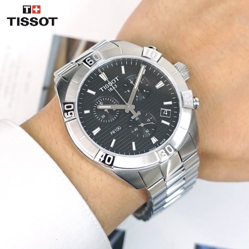  Shop Authentic Tissot T Classic PR 100 Sport Chronograph Black Dial Silver Steel Strap Watch for Men - T101.617.11.051.00 - Luxxuri