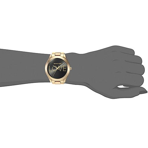  Shop Authentic Michael Kors Slim Runway Black Dial Gold Steel Strap Watch for Women - MK3803 - Luxxuri