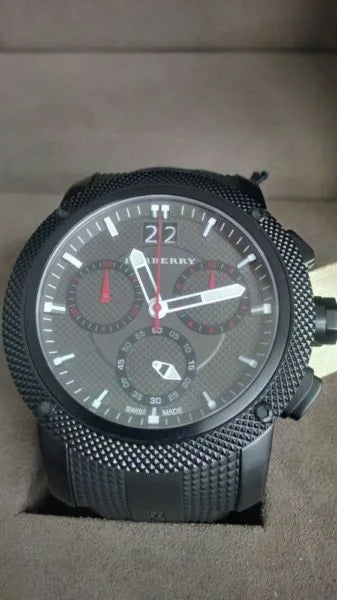  Shop Authentic Burberry The Endurance Chronograph Black Dial Black Rubber Strap Watch For Men - BU9802 - Luxxuri