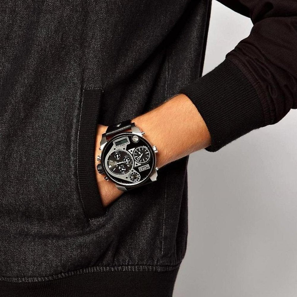  Shop Authentic Diesel Mr Daddy Chronograph White Dial Black Leather Strap Watch For Men - DZ7125 - Luxxuri