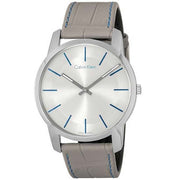  Shop Authentic Calvin Klein City Silver Dial Grey Leather Strap Watch for Men - K2G211Q4 - Luxxuri