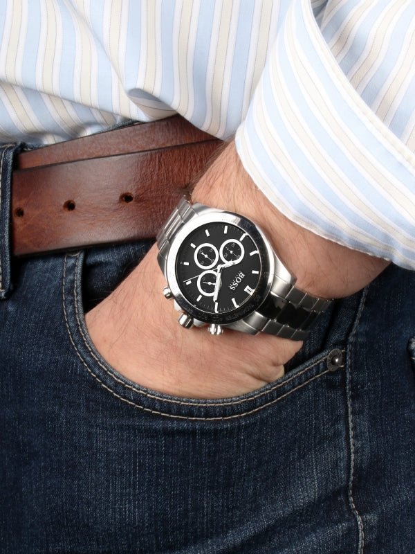  Shop Authentic Hugo Boss Ikon Black Dial Silver Steel Strap Watch for Men - 1512965 - Luxxuri