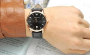 Emporio Armani Classic Black Dial Black Leather Strap Watch for Women - AR2445
