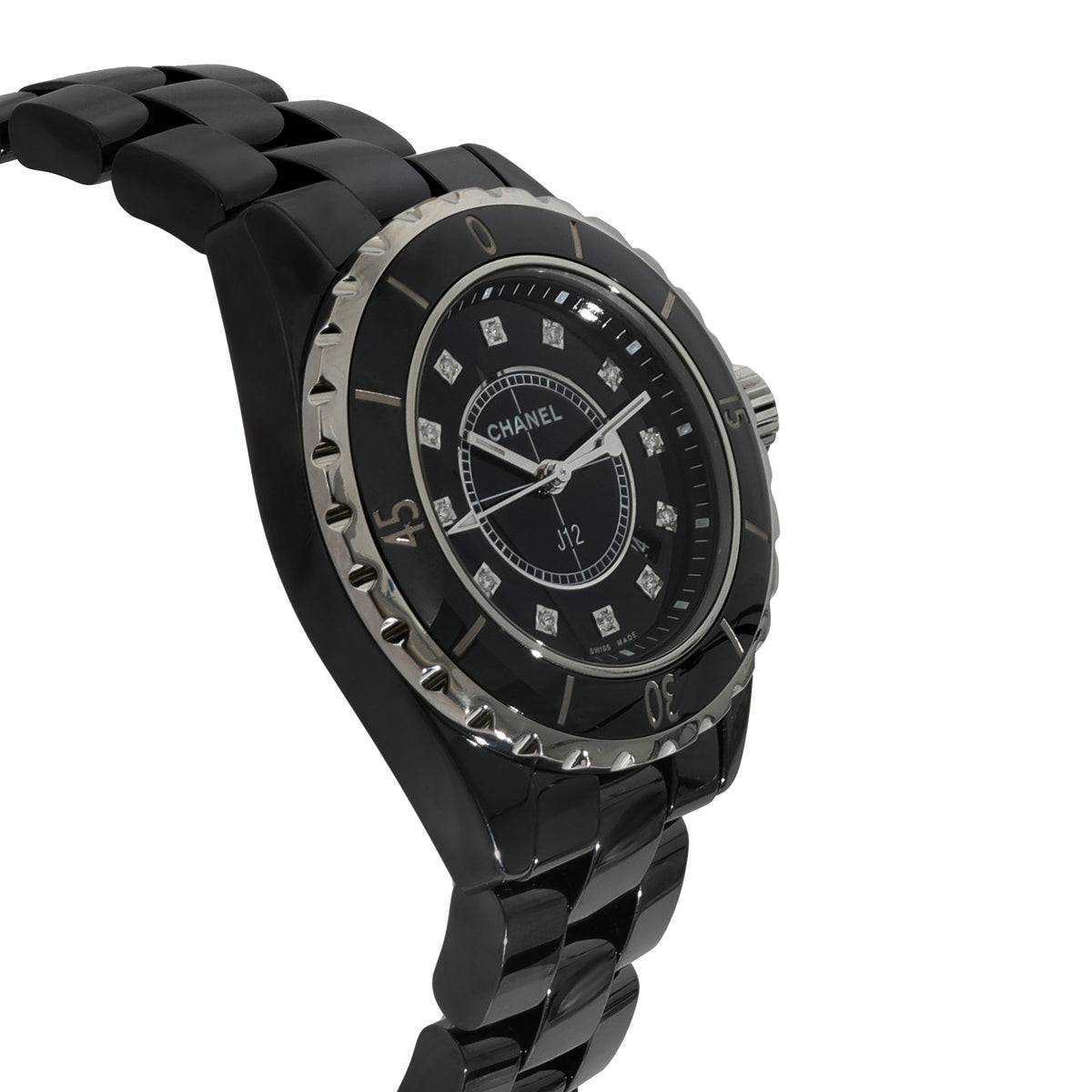  Shop Authentic Chanel J12 Quartz Diamonds Black Dial Black Steel Strap Watch for Women - J12 H1625 - Luxxuri