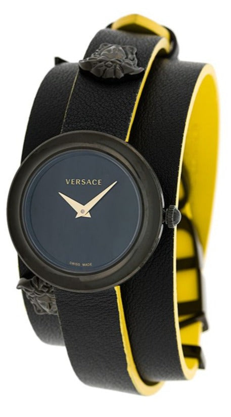  Shop Authentic Versace V-Flare Quartz Black Dial Black Leather Strap Watch for Women - VEBN00518 - Luxxuri