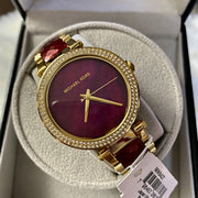  Shop Authentic Michael Kors Parker Mother of Pearl Red Dial Two Tone Steel Strap Watch for Women - MK6427 - Luxxuri
