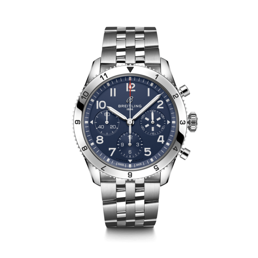  Shop Authentic Breitling Avi Chronograph 42 Tribute to Vought F4U Corsair Blue Dial Silver Steel Strap Watch for Men - A233801A1C1A1 - Luxxuri